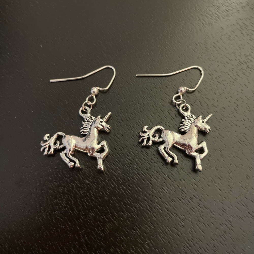 Handmade Unicorn Fishhook Dangle Earrings